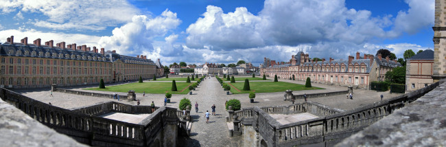 Обои картинки фото дворец, фонтенбло, франция, города, дворцы, замки, крепости, аллея, газон, здания