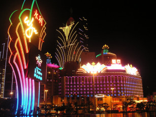 Картинка города огни ночного иллюминация здание казино