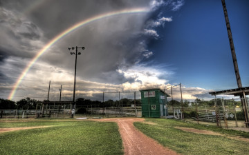 обоя the, rainbow, природа, радуга, облака