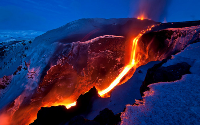 Обои картинки фото eyjafjallaj&, 246, kull, volcano, природа, стихия, извержение, лава, вулкан