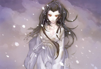 Картинка аниме *unknown+ другое арт okazaki takeshi девушка лицо глаза снег зима