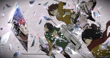 Картинка аниме shingeki+no+kyojin rivaille levi атака титанов арт персонажи трещины eren jaeger mikasa ackerman