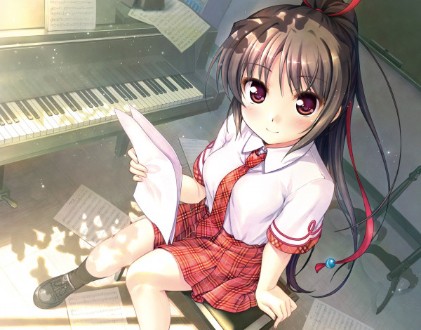 Обои картинки фото аниме, музыка, девушка, daitoshokan, no, hitsujikai, bekkankou, арт, sakuraba, tamamo, пианино