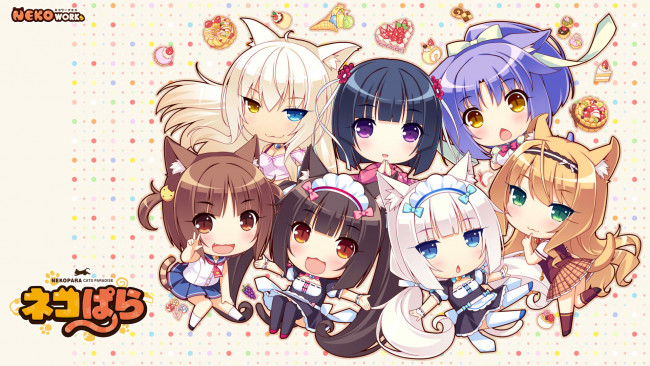 Обои картинки фото аниме, nekopara, девушки, взгляд