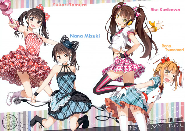 Обои картинки фото аниме, kantoku , artbook, kujikawa, rise, mizuki, nana, tamura, yukari, tsunomori, rona, арт, девочки, kantoku
