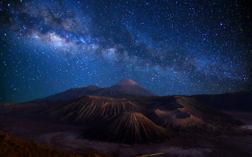 Картинка природа горы ночь небо звезды скалы