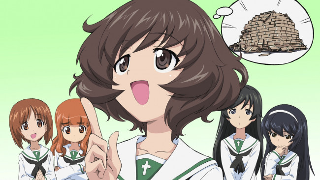 Обои картинки фото аниме, girls und panzer, фон, взгляд, девушка