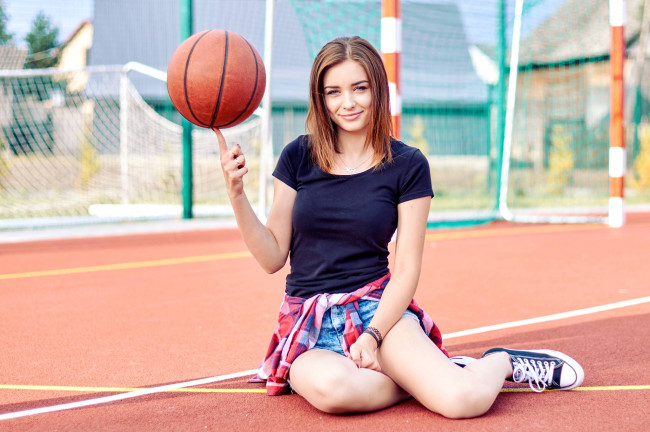 Обои картинки фото девушка, спорт, баскетбол, модель