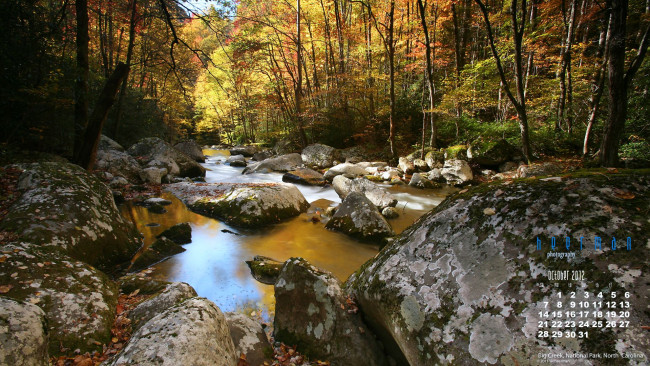 Обои картинки фото календари, природа, осень, река, камни
