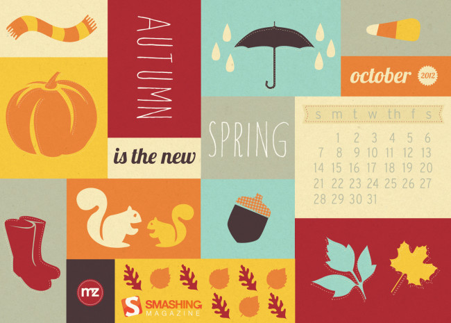 Обои картинки фото календари, рисованные, векторная, графика, значки, октябрь, времена, года