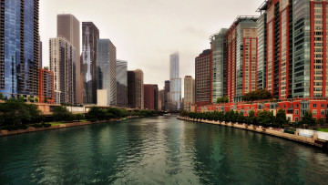 обоя города, Чикаго, сша, река