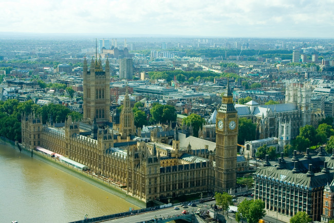 Обои картинки фото westminster, palace, города, лондон, великобритания, мост, река, дома