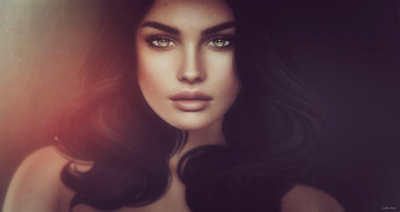 Картинка 3д+графика портрет+ portraits волосы брюнетка девушка красавица
