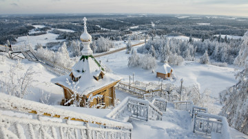 обоя города, - православные церкви,  монастыри, панорама, зима, вид, храм, лестница