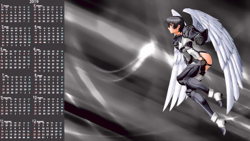 Картинка календари аниме профиль крылья девушка