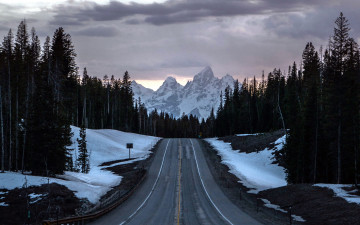 обоя природа, дороги, зима, шоссе, дорога, горы