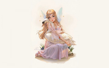 Картинка фэнтези феи девушка фея лебедь