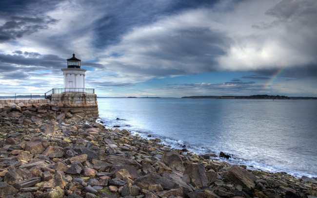 Обои картинки фото portland breakwater light, usa, природа, маяки, portland, breakwater, light