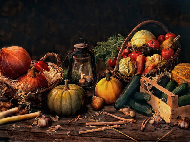 Обои картинки фото aleksandr, sherbakov, натюрморт, тыквами, овощами, еда