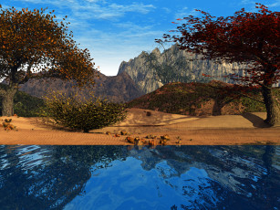 Картинка 3д графика nature landscape природа горы вода деревья