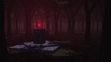 Картинка 3д графика fantasy фантазия тёмный шар подставка лес фот