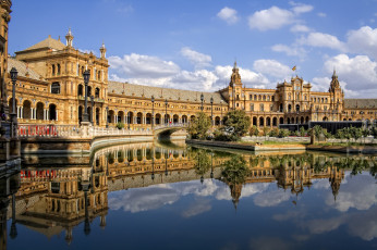 Картинка севилья испания города дворец архитектура вода