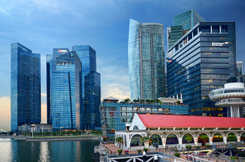 обоя города, сингапур, небоскрёбы, здания