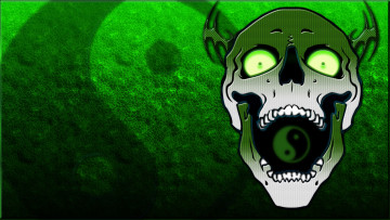 Картинка skull of balance векторная графика green in-yan