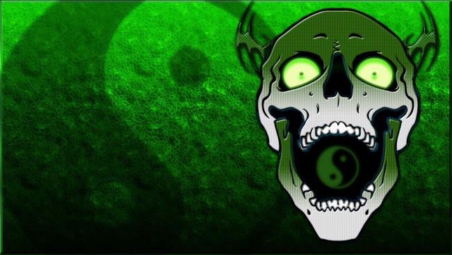 Обои картинки фото skull, of, balance, векторная, графика, green, in-yan