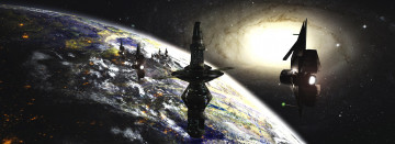Картинка 3д+графика фантазия+ fantasy механизмы война планета звезды космос
