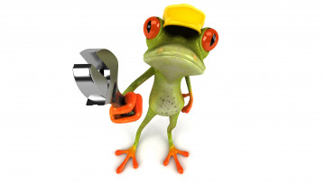 Картинка 3д+графика юмор+ humor ключ ремонт кепка графика лягушка free frog