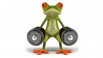 Картинка 3д+графика юмор+ humor лягушка free frog гантеля спорт графика