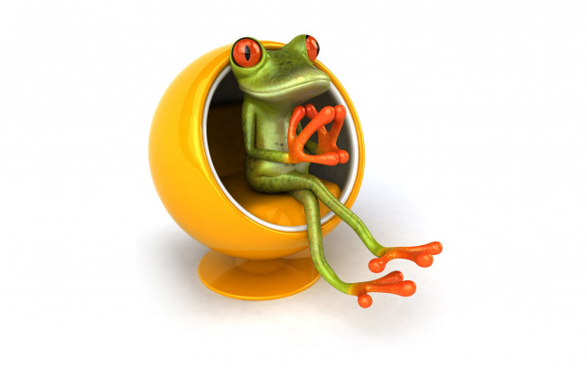 Обои картинки фото 3д графика, юмор , humor, free, frog, стул, кресло, графика, лягушка