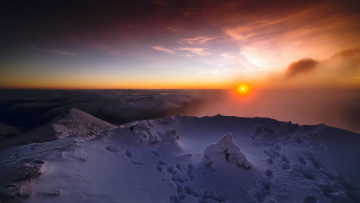 Картинка природа восходы закаты закат горы туман