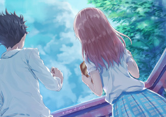 обоя аниме, koe no katachi, форма, голоса