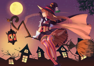 обоя аниме, магия,  колдовство,  halloween, хеллоуин