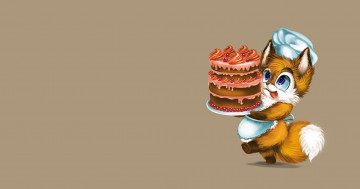 Картинка праздничные день+рождения настроение минимализм подарок праздник кондитер кодомо днюха детская тортик лисичка колпак лис арт с днём рождения