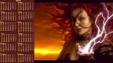 Картинка календари фэнтези женщина взгляд лицо молния
