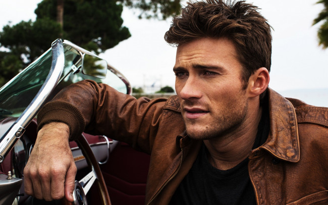 Обои картинки фото мужчины, scott eastwood, куртка, руль