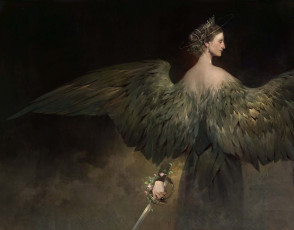 Картинка фэнтези ангелы женщина ангел крылья меч