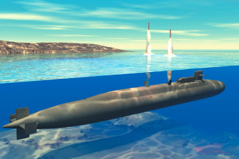 обоя корабли, 3d, подводная, лодка, ракеты, запуск