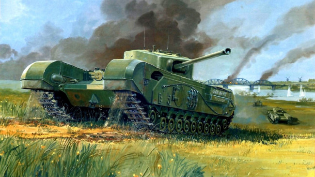 Обои картинки фото рисованное, армия, танк, черчилль
