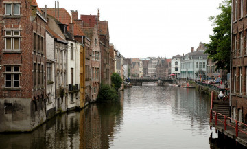 Картинка города брюгге бельгия река здания мост