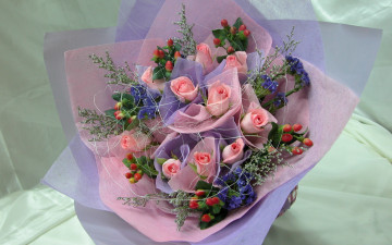 Картинка цветы букеты композиции розы упаковка