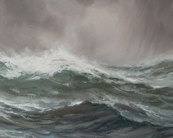 Обои картинки фото adolf, bock, рисованные, шторм, море, волны