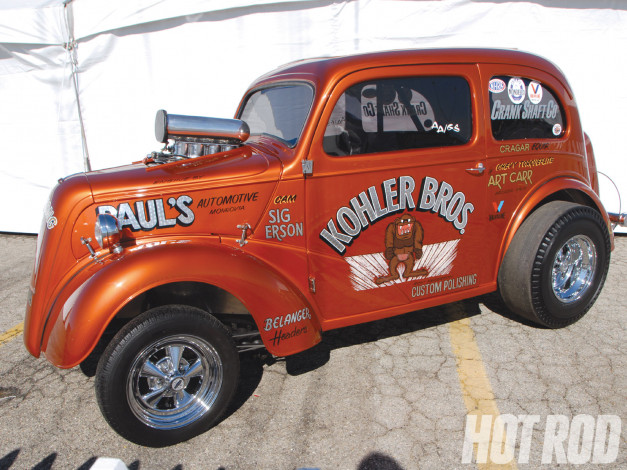 Обои картинки фото drag, cars, from, the, 50th, winternationals kohler, brothers, anglia, gasser, today, автомобили, hotrod, dragster