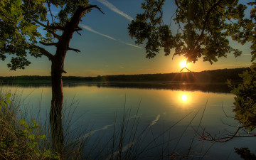 Картинка германия гессен природа восходы закаты река закат