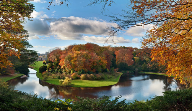Обои картинки фото англия, северный, йоркшир, природа, парк, осень