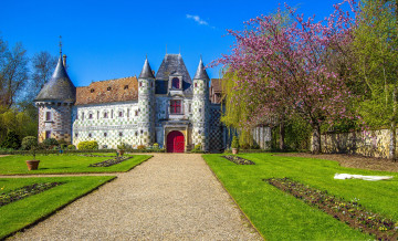 Картинка saint-germain-de-livet города -+дворцы +замки +крепости газон замок лужайка парк