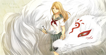 обоя аниме, natsume yuujinchou, мияко-енсей, тетрадь, дружбы, екай, натцуме, рейко, арт